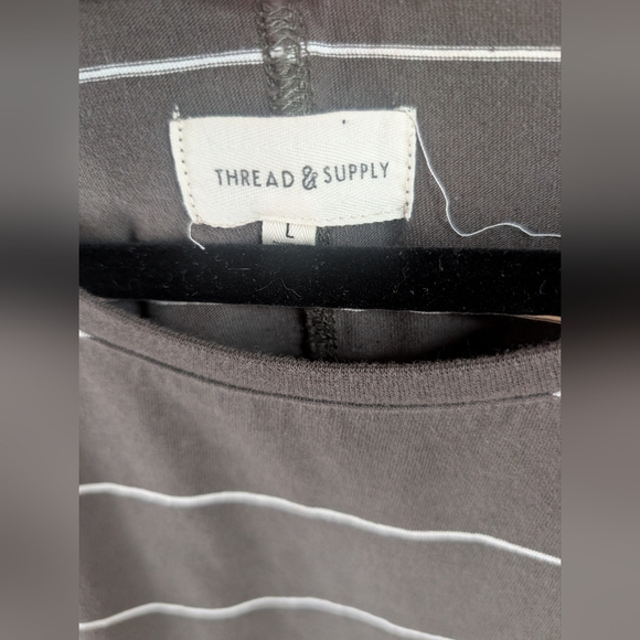 Thread & Supply Charcoal T-shirt Dress with White Accent Stripes - Picture 4 of 8